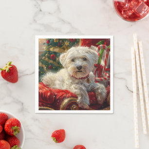 Malteser Hund Weihnachtsfest Serviette