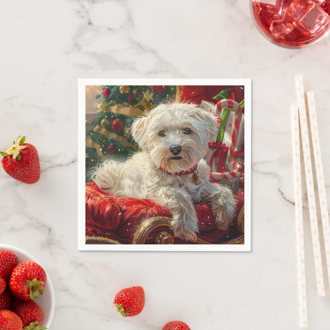 Malteser Hund Weihnachtsfest Serviette (Beispiel)