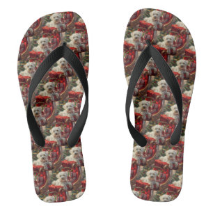 Malteser Hund Weihnachtsfestlich Flip Flops