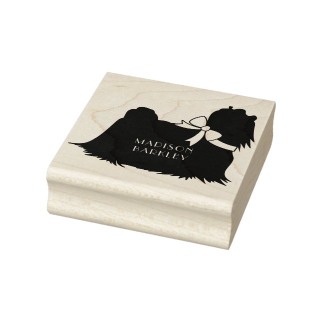 Malteser Hund Welpe Langhaar Gummistempel (Stempel)