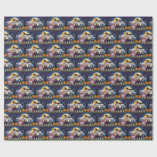 Malteser Hunde Pumpkin Halloween Funny Geschenkpapier (Flach)