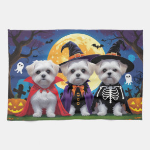 Malteser Hunde Pumpkin Halloween Funny Geschirrtuch