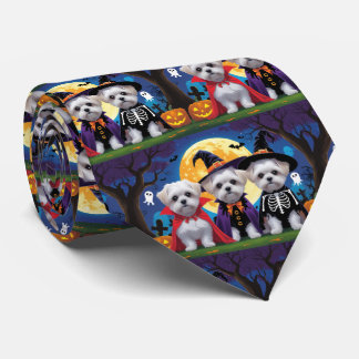 Malteser Hunde Pumpkin Halloween Funny Krawatte