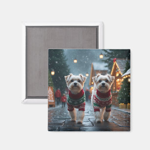 Malteser Hunde Weihnachten Schnee Feiertag Magnet