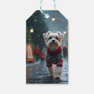 Malteser Hunde Weihnachten Schnee Urlaub Geschenkanhänger