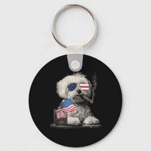 Malteser-Hundepapa Patriotisch Amerikanische Flagg Schlüsselanhänger