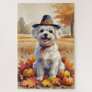 Malteser im Herbstlaub-Erntedank-Kunst Puzzle