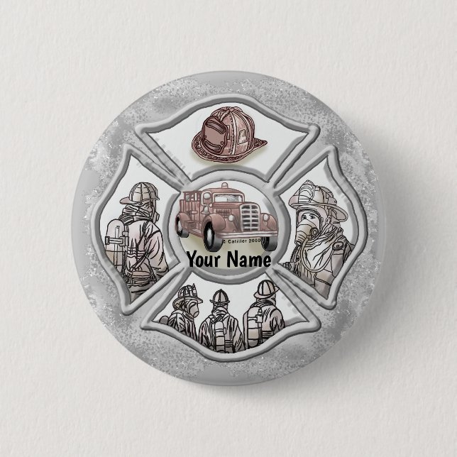 Malteser Kreuzfeuerwehrmann Button (Vorderseite)