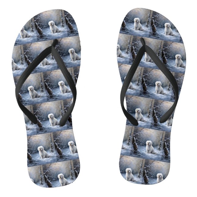 Malteser lassen Schnee Weihnachten Flip Flops (Fußbett)