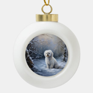 Malteser lassen Schnee Weihnachten Keramik Kugel-Ornament