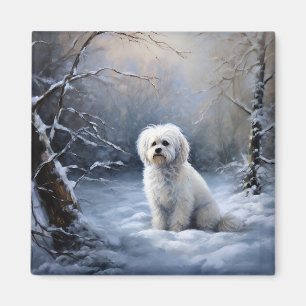 Malteser lassen Schnee Weihnachten Magnet