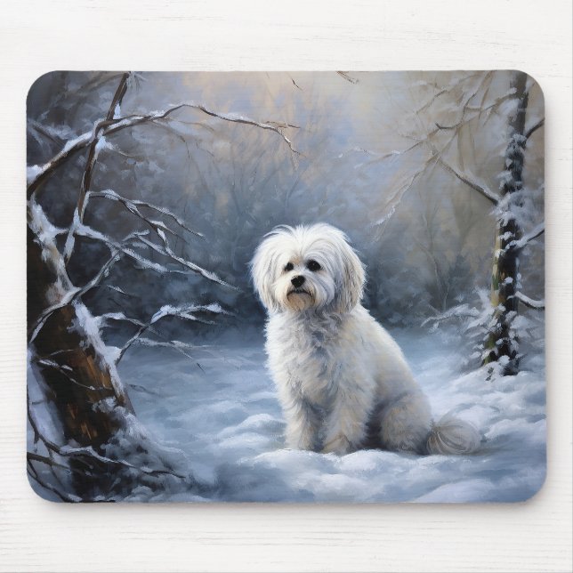 Malteser lassen Schnee Weihnachten Mousepad (Vorne)