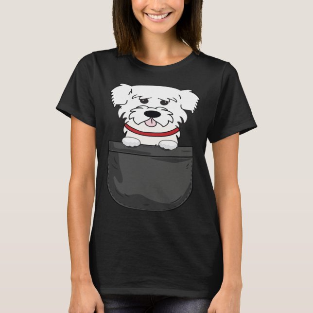 Malteser Mama Dad Dog in Bag T-Shirt (Vorderseite)