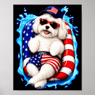 Malteser mit Sonnenbrille patriotischer Hund Somme Poster