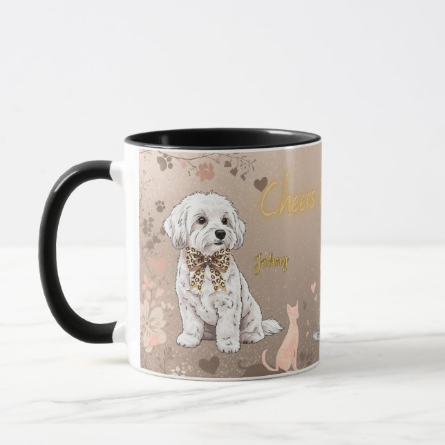 “Malteser-Paar” Hunde-Tasse Tasse (Links)