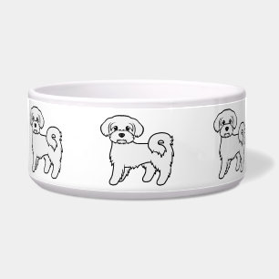 Malteser Süße Cartoon-Hunde-Illustration Napf