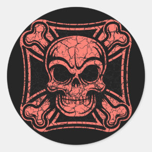 Malteser Totenkopf -rot Runder Aufkleber