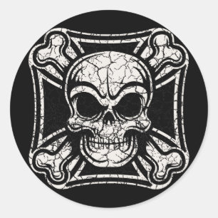 Malteser Totenkopf -sw Runder Aufkleber