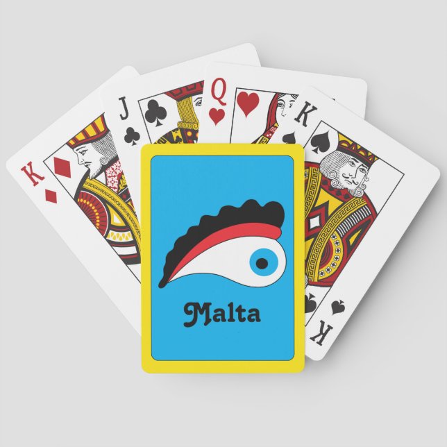 Malteser Urlaub | Malta Fischerboot Lucky Eye Spielkarten (Rückseite)