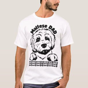 Malteser-Vater Schwarz-Weiß-Design Malteser-Hund T-Shirt