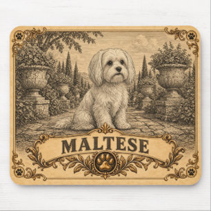 Malteser, Vintage Heritage Dog Mauspad. Weich, el Mousepad
