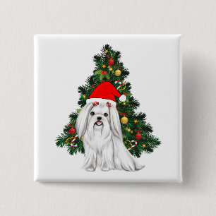 Malteser Weihnachten, maltesischer Hund mit Weihna Button