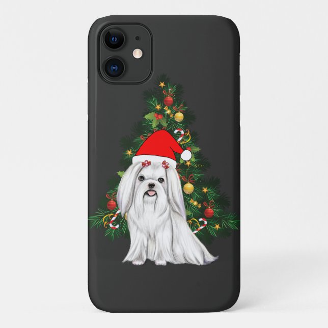 Malteser Weihnachten, maltesischer Hund mit Weihna Case-Mate iPhone Hülle (Rückseite)