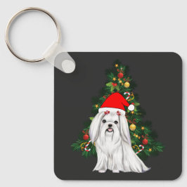 Malteser Weihnachten, maltesischer Hund mit Weihna Schlüsselanhänger