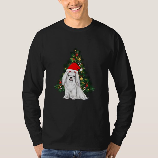 Malteser Weihnachten, maltesischer Hund mit Weihna T-Shirt (Vorderseite)
