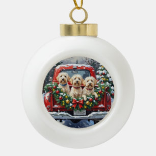 Malteser-Weihnachten-Roter-LKW-Urlaub Keramik Kugel-Ornament
