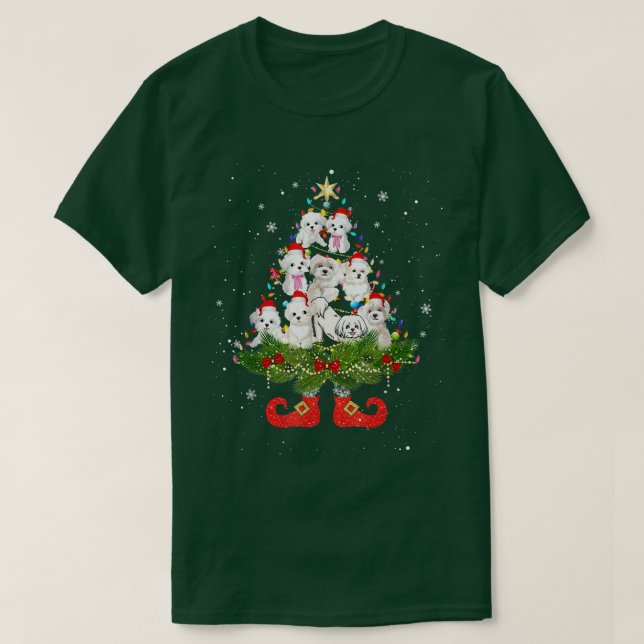 Malteser Weihnachtsbaum Leuchten Niedliche Weihnac T-Shirt (Design vorne)