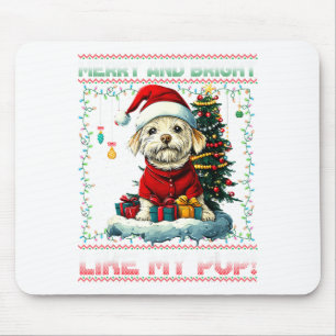 Malteser Weihnachtsbaum Lichter Dekorationen Hunde Mousepad