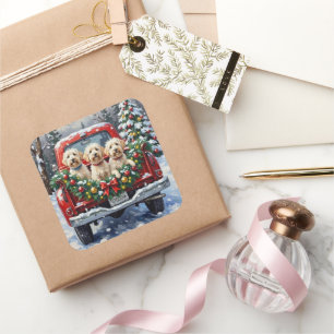 Malteser-Weihnachtsroter-LKW-Urlaub Quadratischer Aufkleber