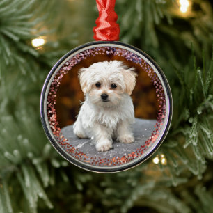 Malteser Weihnachtswelpe Ornament Aus Metall