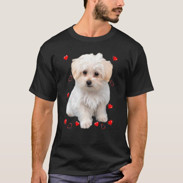 Malteser-Welpen-Herzen T-Shirt (Vorderseite)