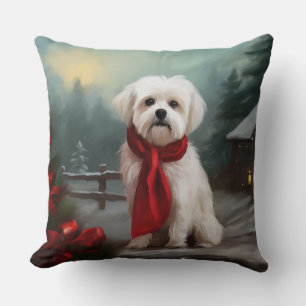 Malteserhund im Schnee Weihnachten  Kissen