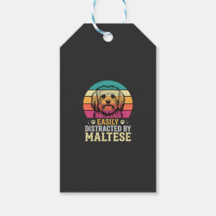 Malteserhund Retro-Sonnenuntergang abgelenkt Geschenkanhänger