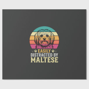Malteserhund Retro-Sonnenuntergang abgelenkt Geschenkpapier
