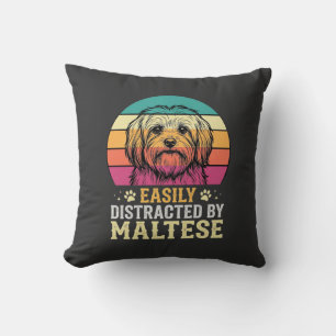 Malteserhund Retro-Sonnenuntergang abgelenkt Kissen