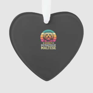 Malteserhund Retro-Sonnenuntergang abgelenkt Ornament