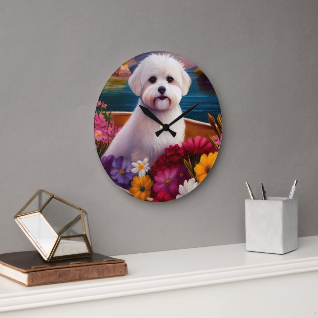 Maltesisch auf dem Paddle: Ein Landschaftliches Ab Große Wanduhr (Büro)