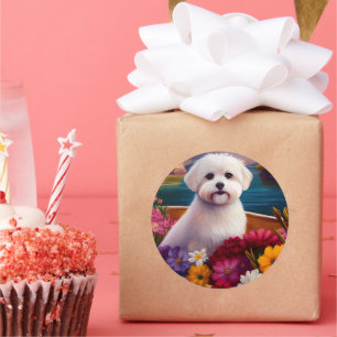 Maltesisch auf dem Paddle: Ein Landschaftliches Ab Runder Aufkleber