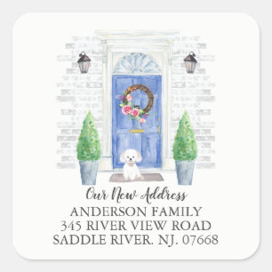 Maltesisch Blue Dose New Address Label Aufkleber