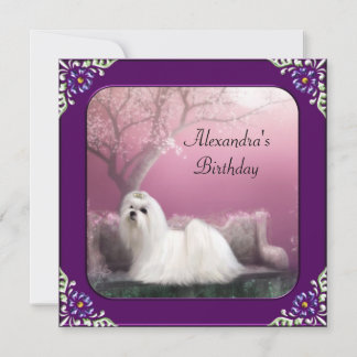 Maltesisch & Cherry Blossom Park Lila Rahmen Einladung