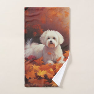 Maltesisch im Herbst Leaves Fall Inspiriert Badhandtuch Set
