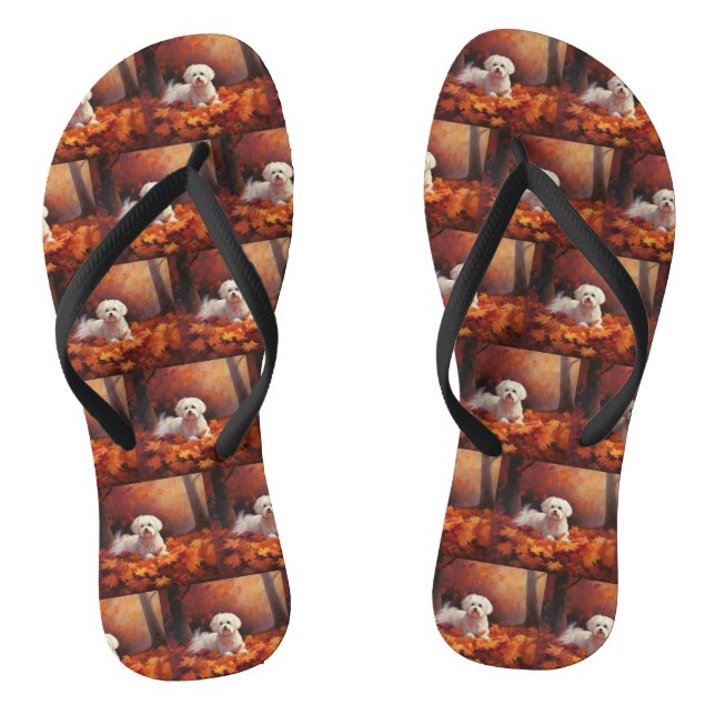Maltesisch im Herbst Leaves Fall Inspiriert Flip Flops (Fußbett)