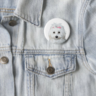 Maltesisch in White Adorable Puppy Wonder Button