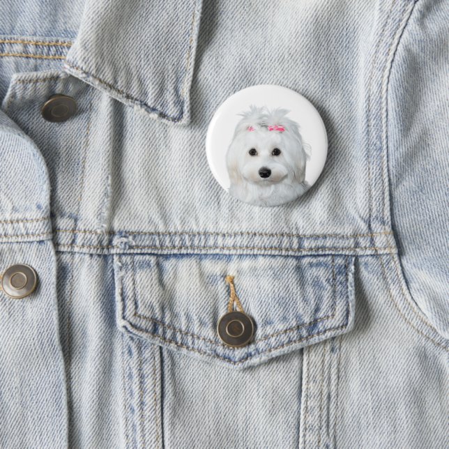 Maltesisch in White Adorable Puppy Wonder Button (Beispiel)