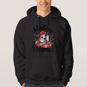Maltesisch Mama Florals Niedlich Hund Mama Muttert Hoodie