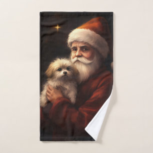 Maltesisch mit Weihnachtsmann Weihnachten Badhandtuch Set